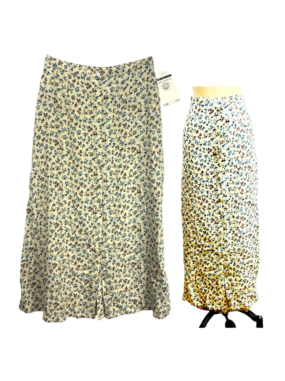 90s Kathy Ireland Micro Floral Skirt 16 Ivory Poppy NWT Cottagecore Feminine